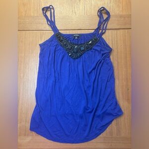 Express Royal Blue Top with Black Embellishments